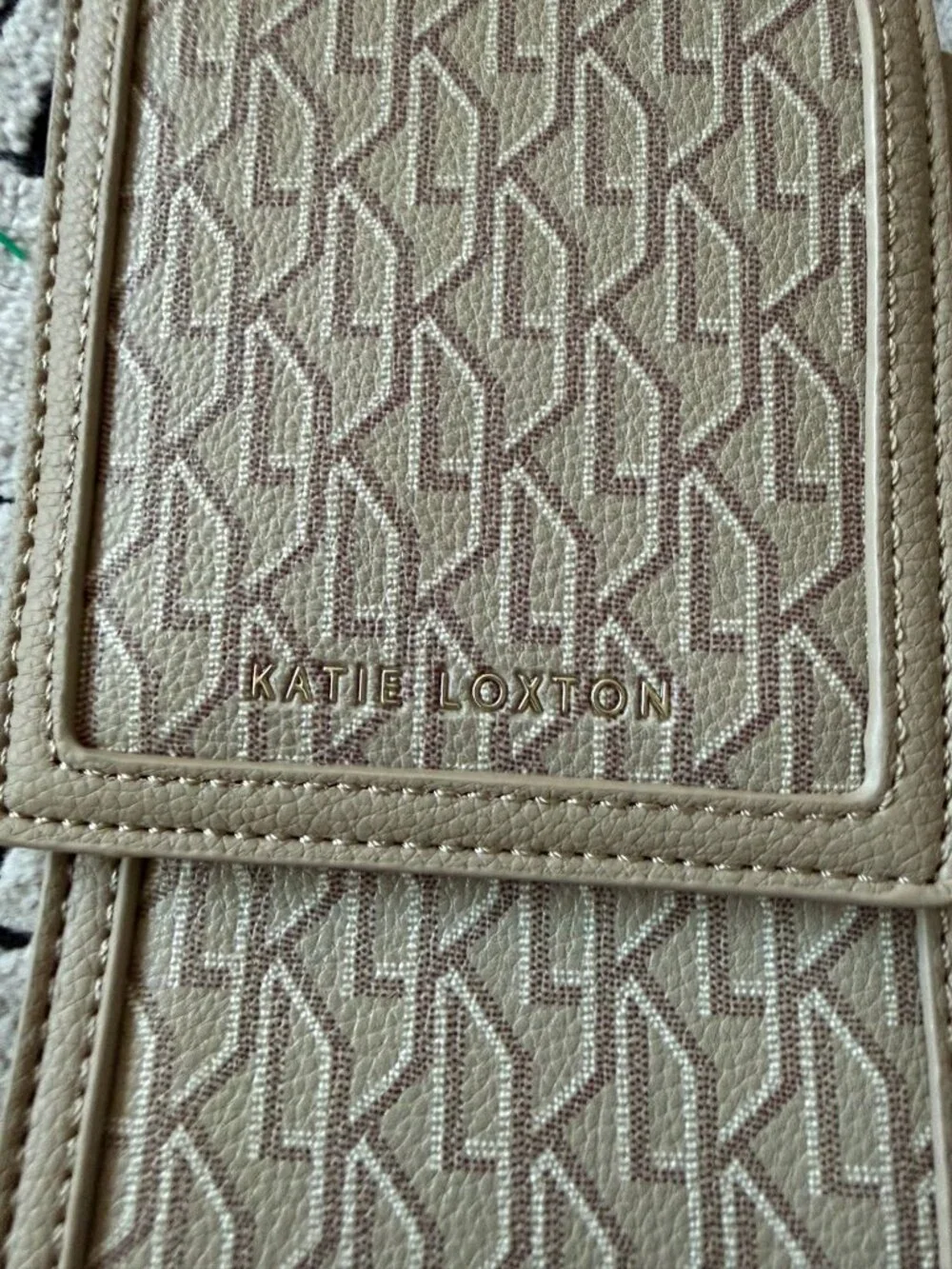 KATIE LOXTON Beige Logo Phone Crossbody Bag